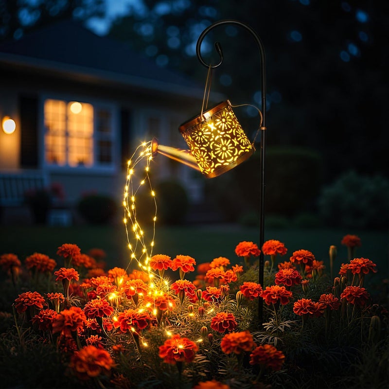 X-PREK Solar Garden Lights Outdoor Decoration, Metal Solar Watering Can Lights Outdoor Waterproof, Small Patio Light Yard Lawn Pathway Decor, Gardening Gifts for Women Mom Grandma - Image 1